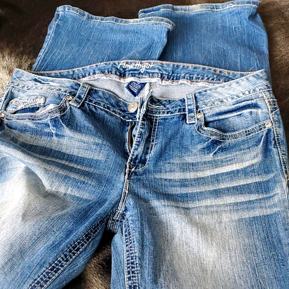 Amethyst size 13 washed out bling jeans